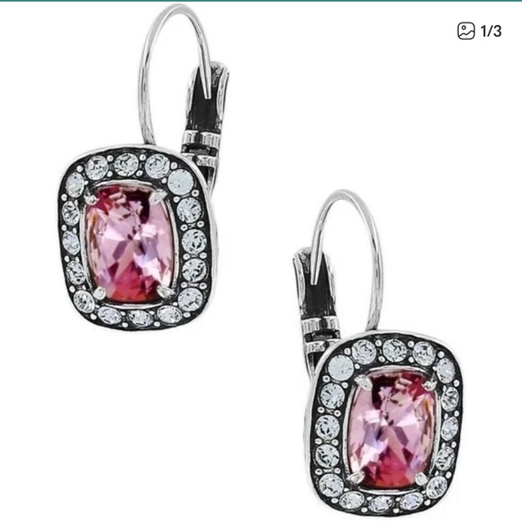 Brighton Jewelry - NWT Brighton Reina Leverback Pink Swarovski and Silver Earrings~ Hard to Find